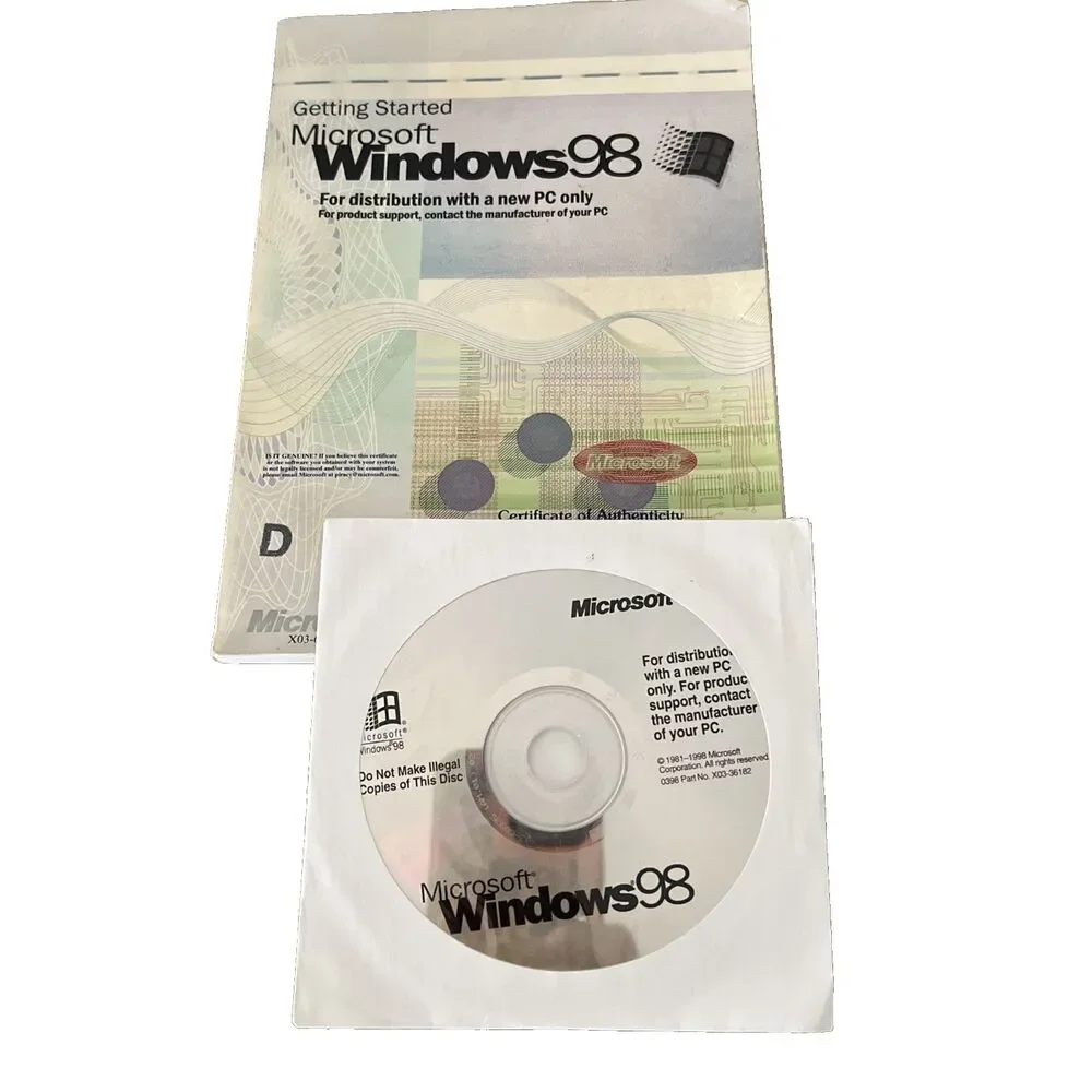 Microsoft Windows 98 CD Manual.and Product KEY